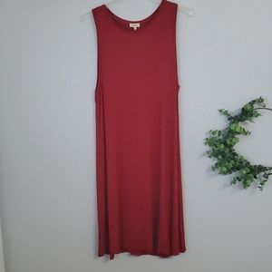 Red Sleevless Swing Dress